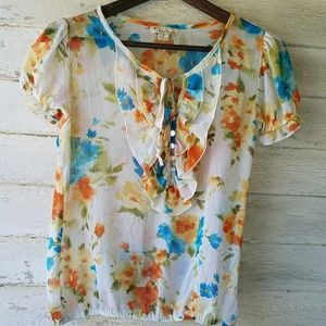 Twenty-one Sheer Floral KeyholeTop